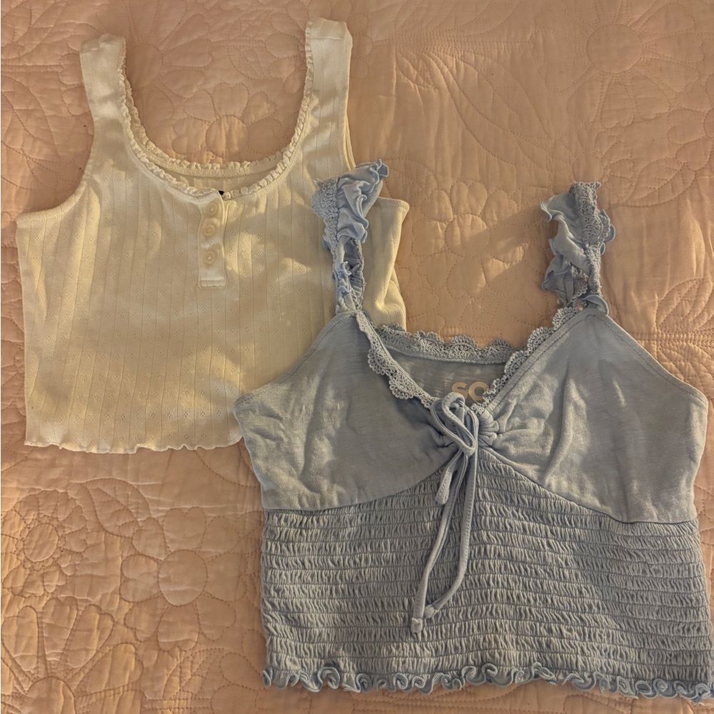 SO Blue and White Cropped Tank Bundle
